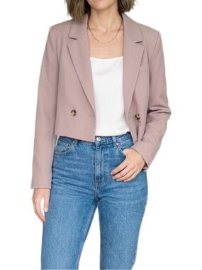 7 For All Mankind NWT Double Breasted Cropped Blazer in Blush Size Medium
